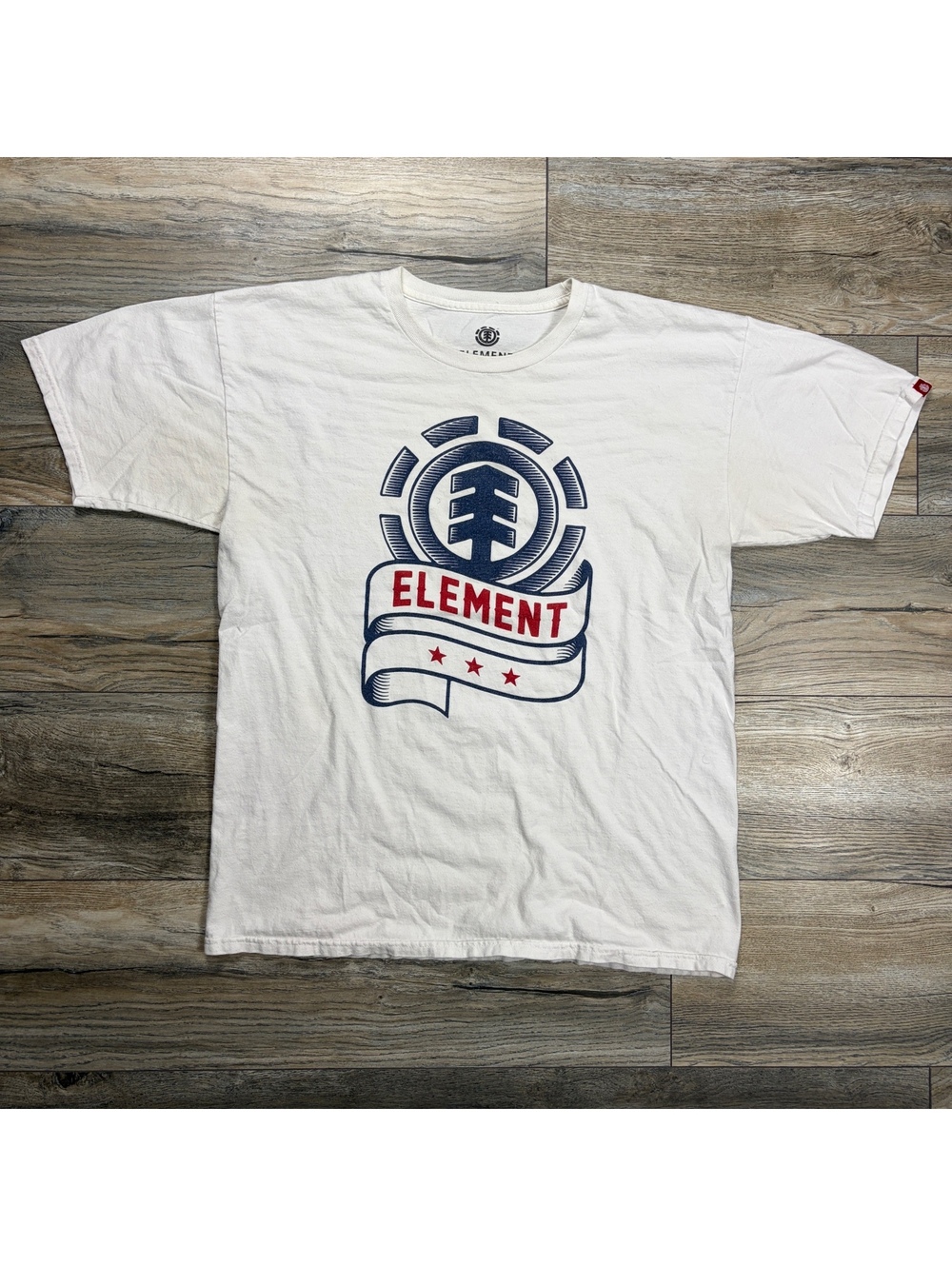 Element White Graphic T-Shirt Size Large Cotton